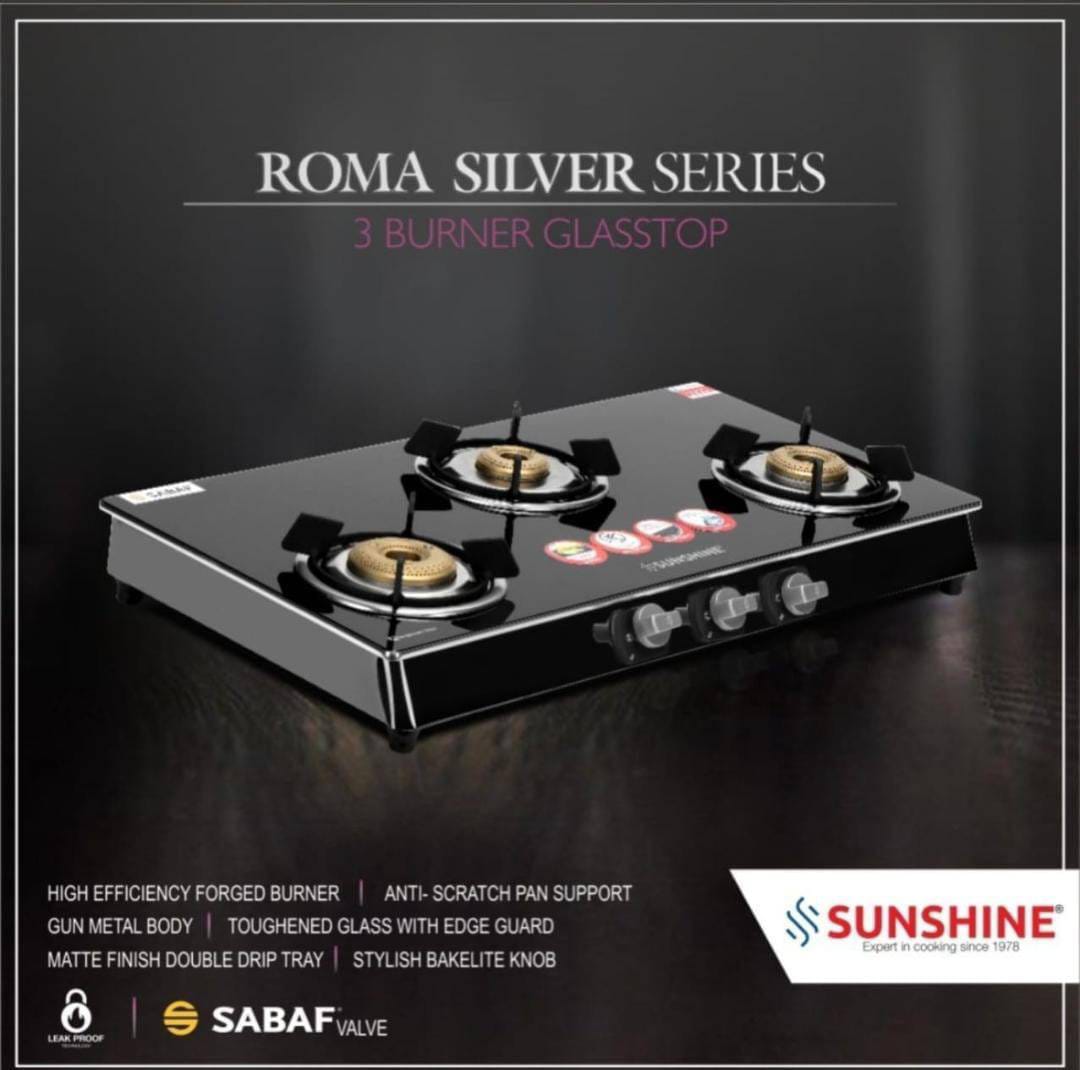 3 Burner Glass Top Stove 